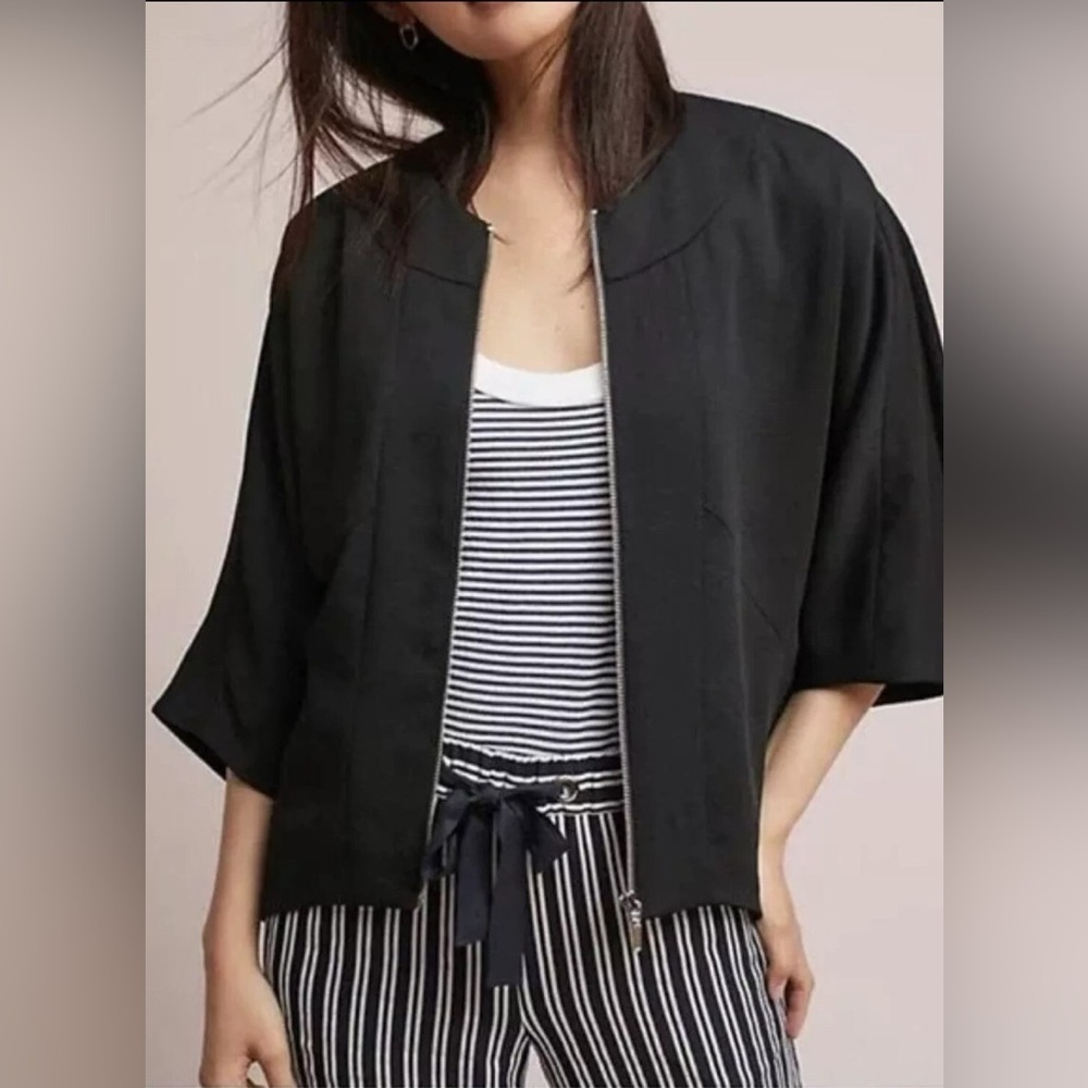Cartonnier Anthropologie | Jaye Cape Zip Up Dolman Jacket in Black, Size XS